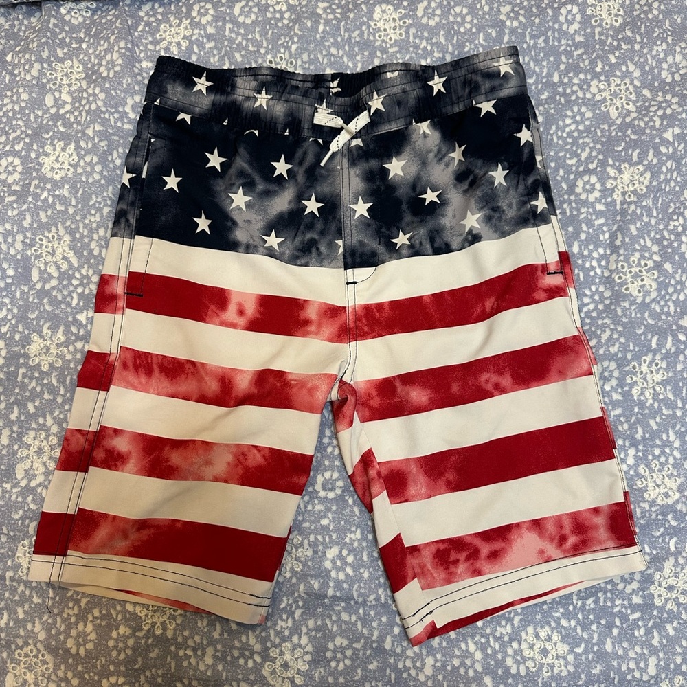 Patriotic Stars and Stripes Boy’s Swim Shorts